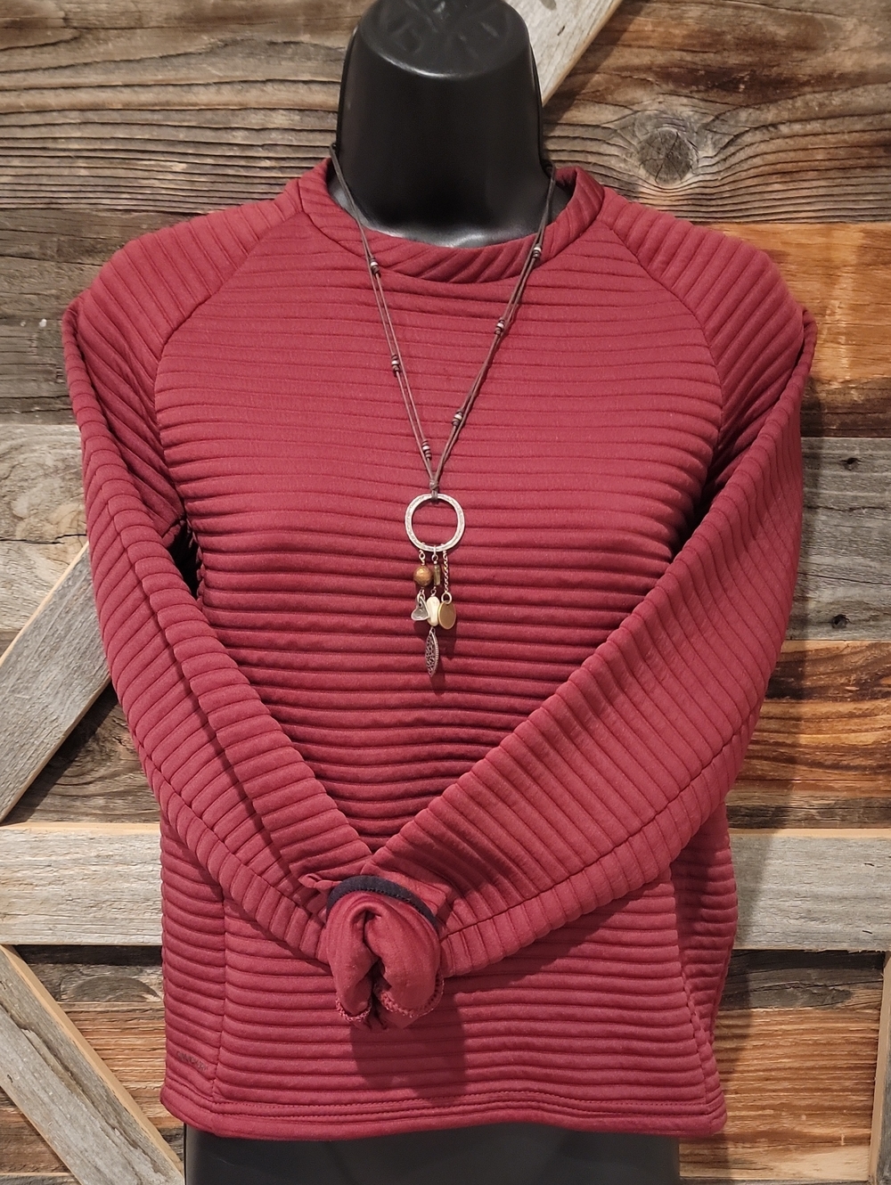 Layer 8 Ribbed Crew Sweatshirt - Maroon
